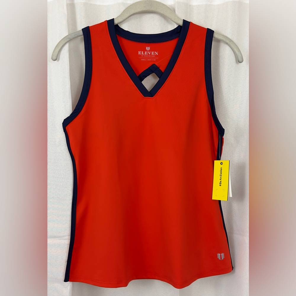 ELEVEN - Venus Williams V-Neck Keyhole Back Walk the Line Tennis Tank Red XS NWT